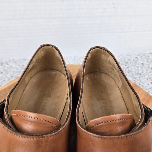 Paul Fredrick Mens 12 Brown Leather Office Buckle Monk Strap Loafer Dress Shoe
